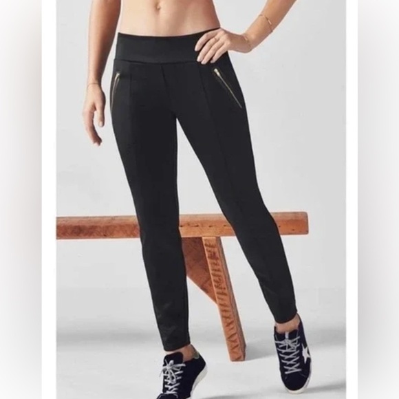 Kessley  Black Zip Details Fitted Pants Black L - Picture 1 of 11